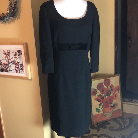 Vintage 90’s TALBOTS Size 16 Wool Blend Velvet Bow Waist Black-Tie Modest EUC - Picture 4 of 14